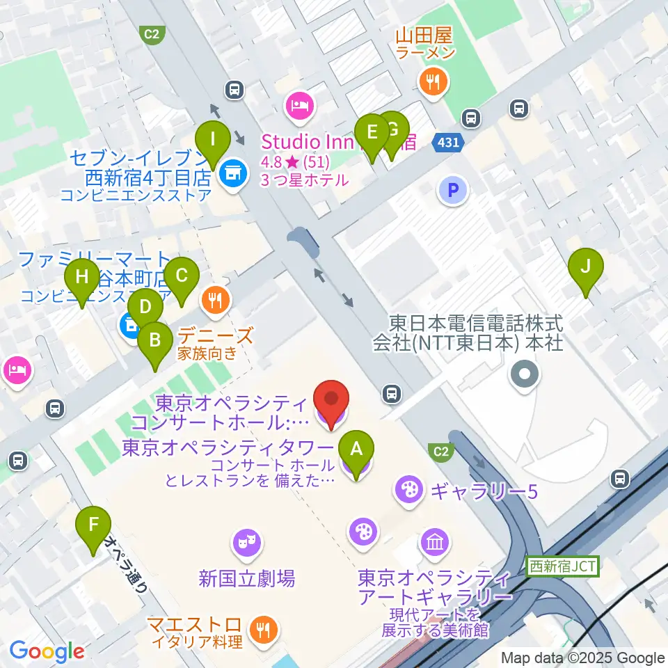 東京オペラシティ周辺の駐車場・コインパーキング一覧地図