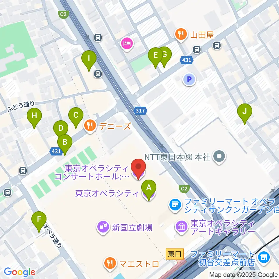 東京オペラシティ周辺の駐車場・コインパーキング一覧地図