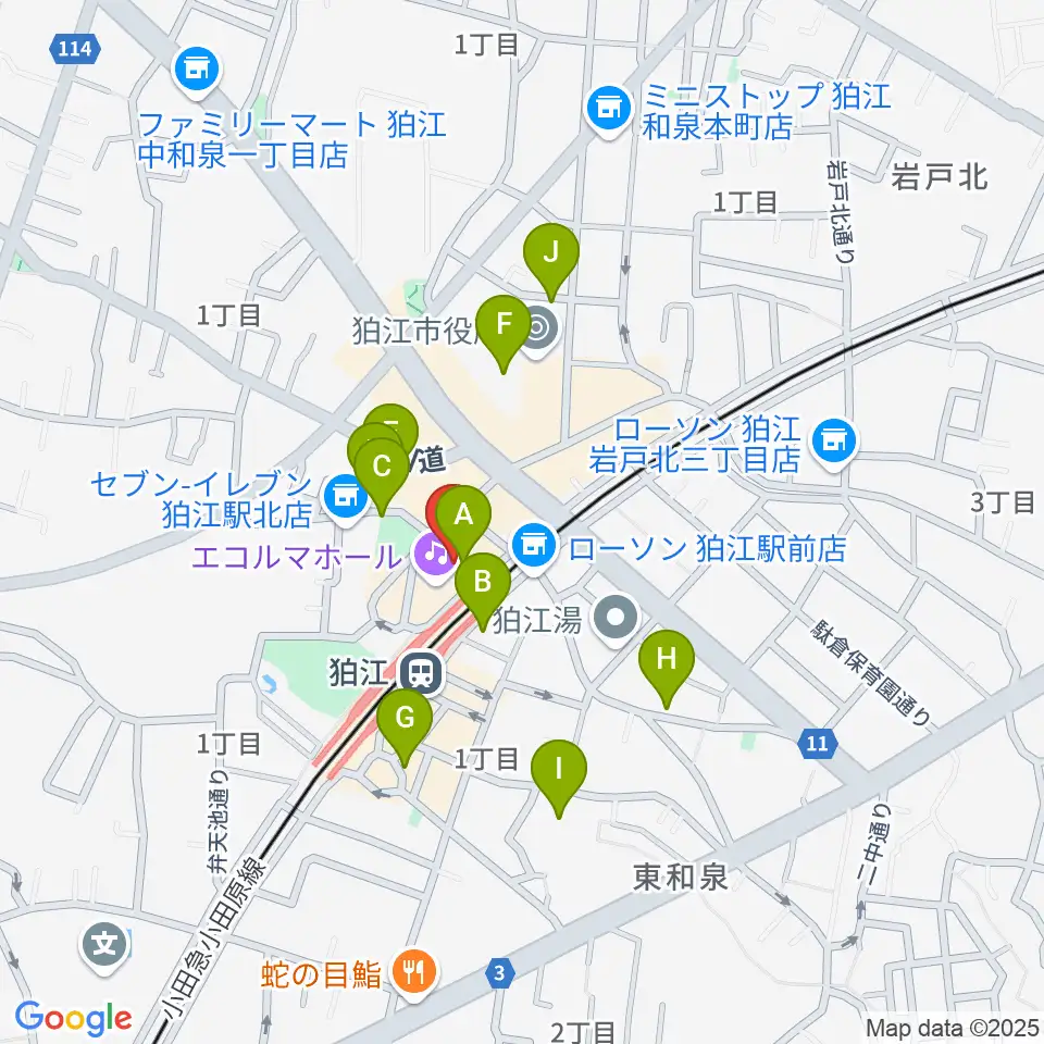 狛江エコルマホール周辺の駐車場・コインパーキング一覧地図