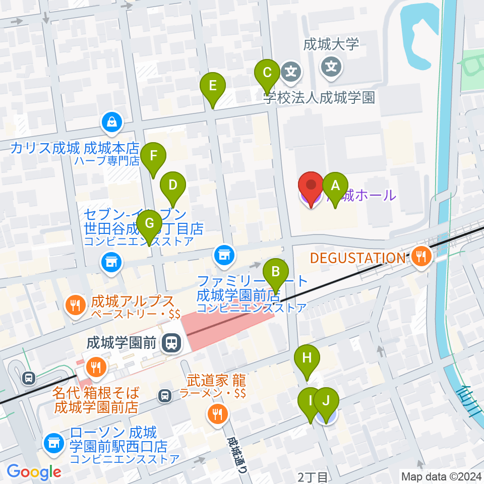 成城ホール周辺の駐車場・コインパーキング一覧地図