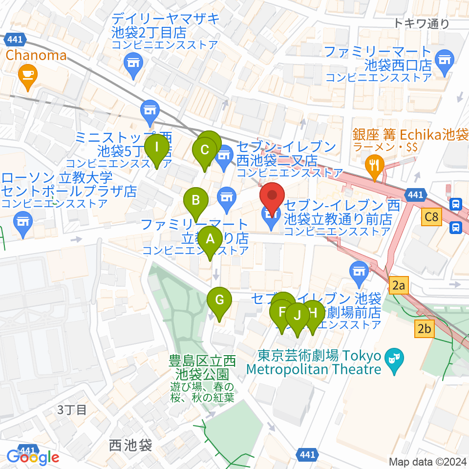 池袋フラットファイブ周辺の駐車場・コインパーキング一覧地図