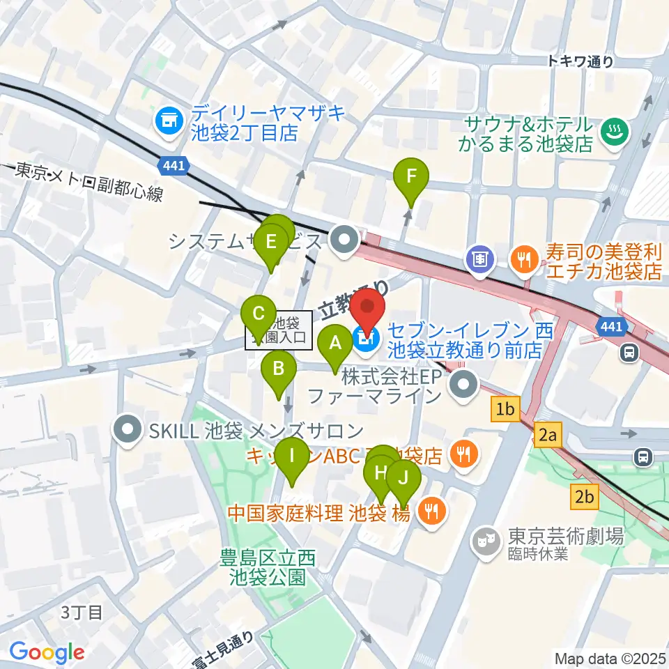 池袋フラットファイブ周辺の駐車場・コインパーキング一覧地図