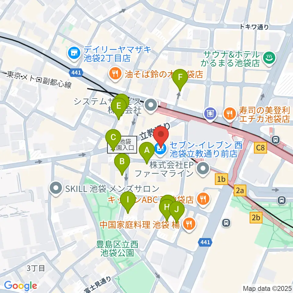池袋フラットファイブ周辺の駐車場・コインパーキング一覧地図