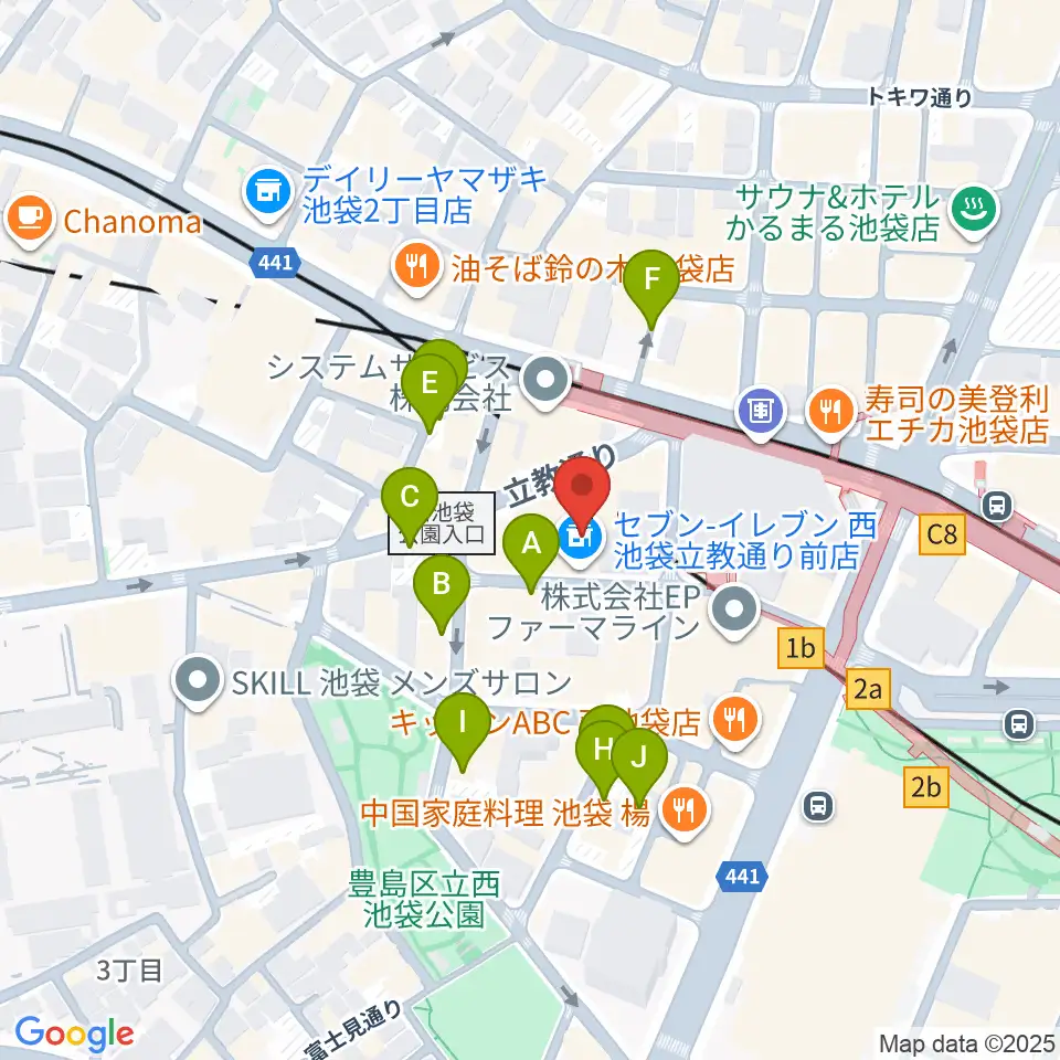 池袋フラットファイブ周辺の駐車場・コインパーキング一覧地図