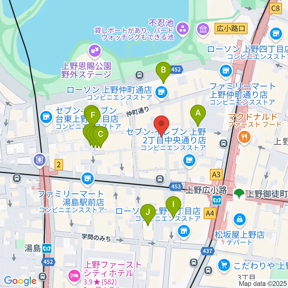 上野アリエス周辺の駐車場・コインパーキング一覧地図