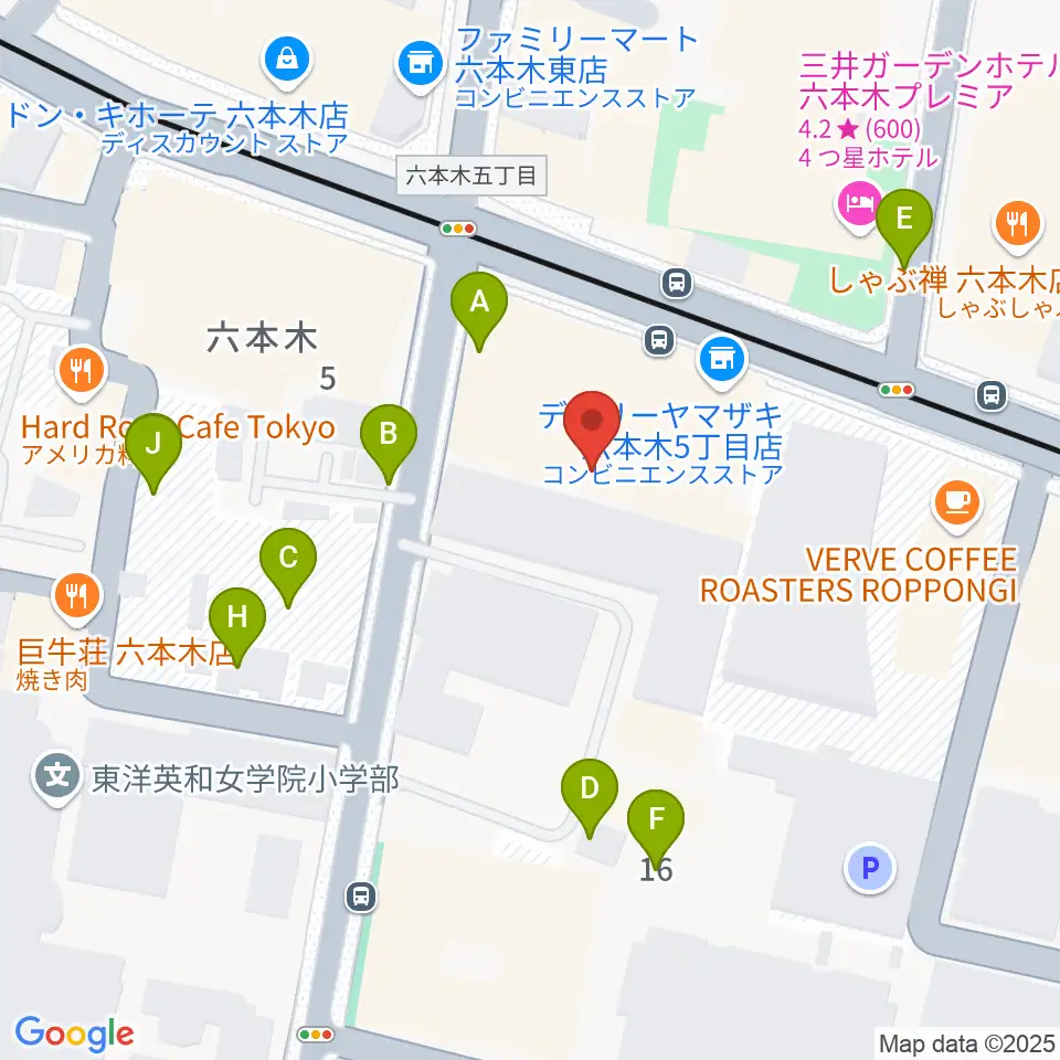 アビーロード六本木周辺の駐車場・コインパーキング一覧地図
