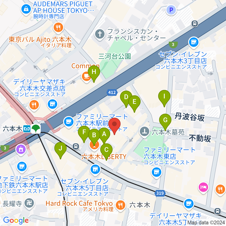 六本木バードランド周辺の駐車場・コインパーキング一覧地図