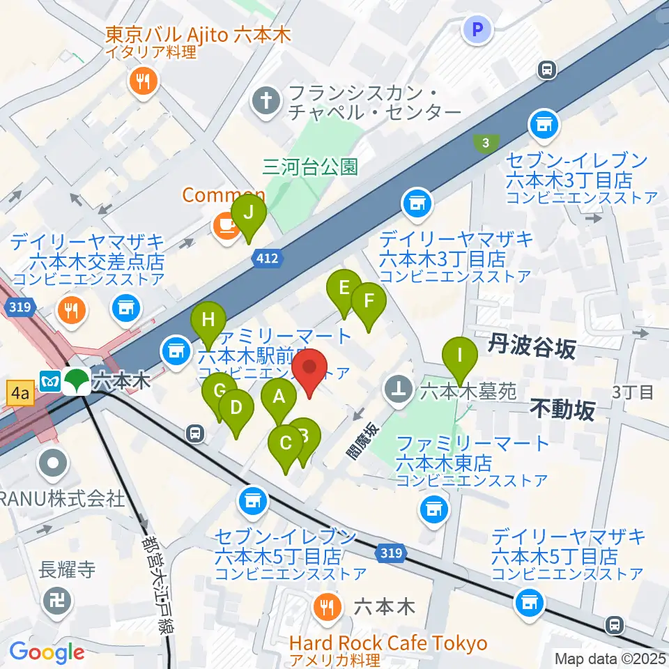 六本木バードランド周辺の駐車場・コインパーキング一覧地図