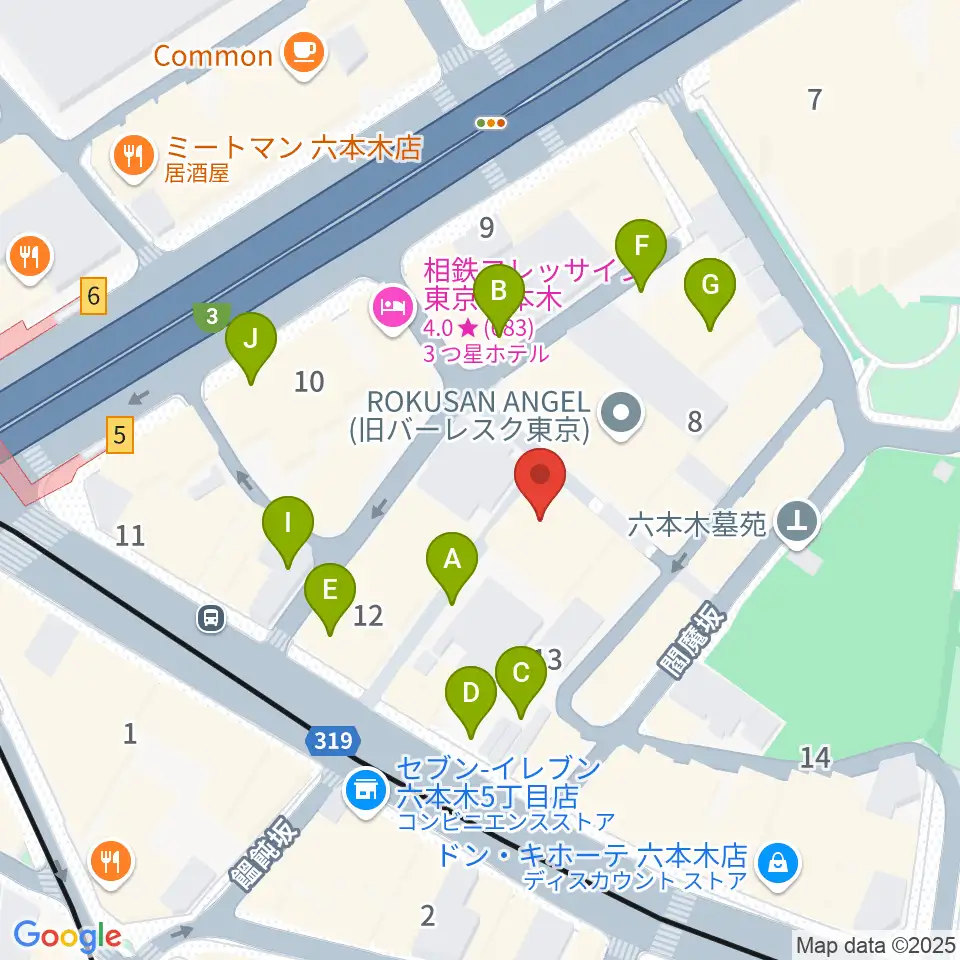 六本木バードランド周辺の駐車場・コインパーキング一覧地図