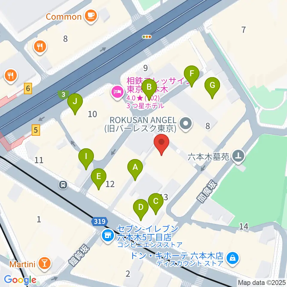 六本木バードランド周辺の駐車場・コインパーキング一覧地図
