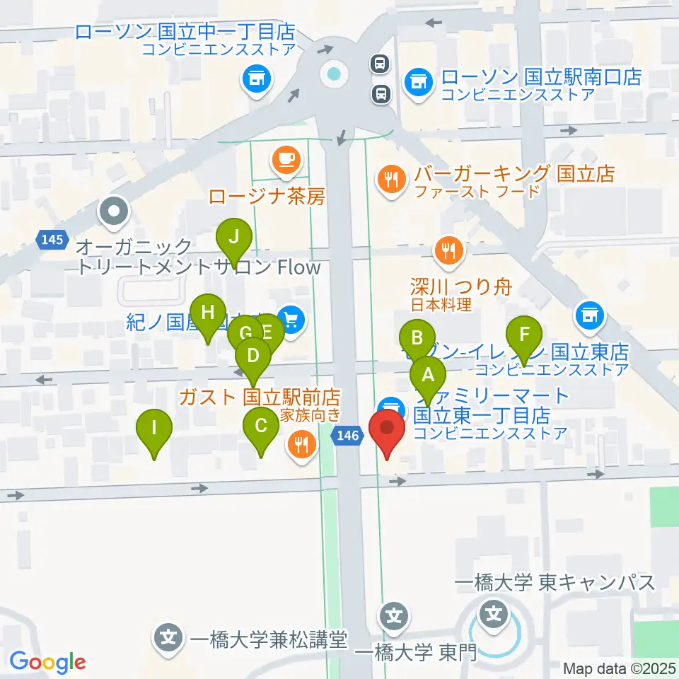 国立 地球屋周辺の駐車場・コインパーキング一覧地図