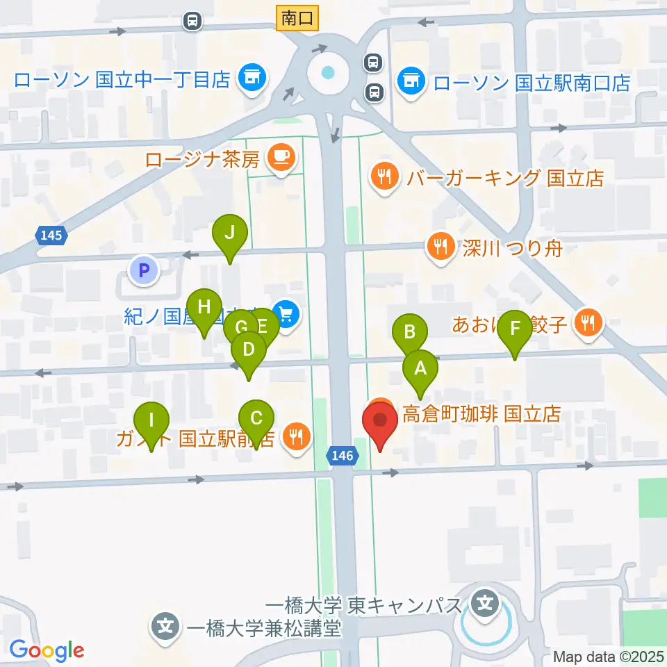 国立 地球屋周辺の駐車場・コインパーキング一覧地図