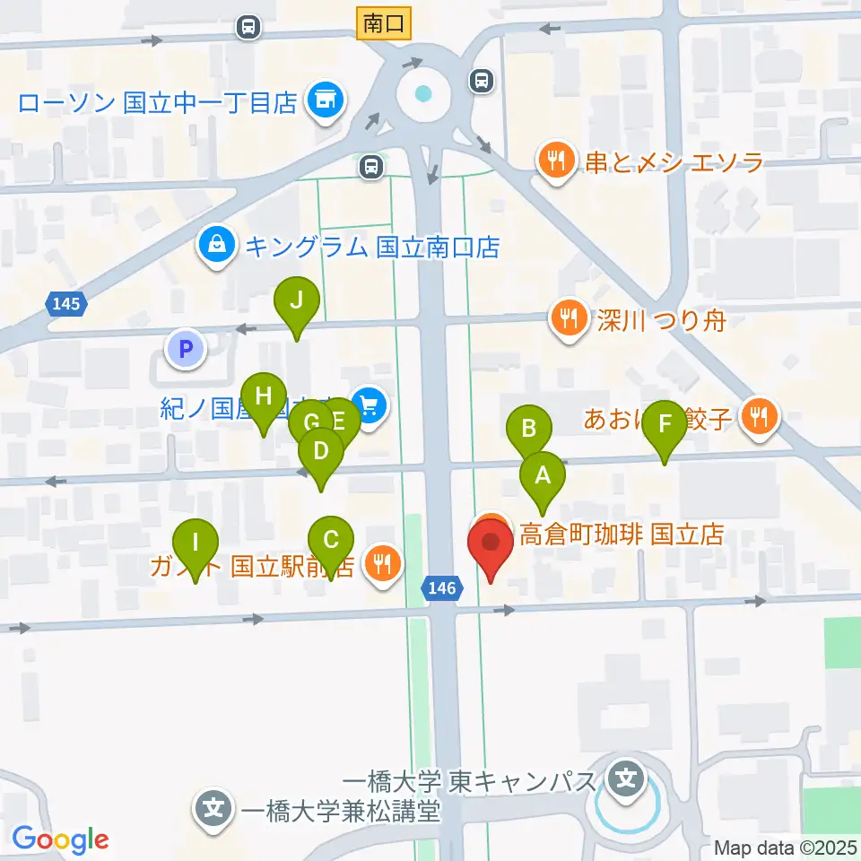 国立 地球屋周辺の駐車場・コインパーキング一覧地図