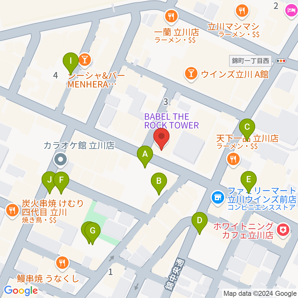 立川BABEL周辺の駐車場・コインパーキング一覧地図