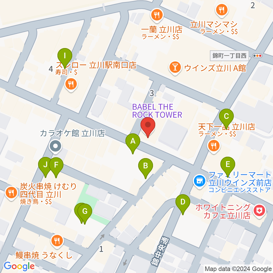 立川BABEL周辺の駐車場・コインパーキング一覧地図