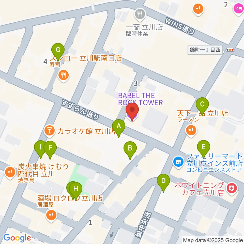 立川BABEL周辺の駐車場・コインパーキング一覧地図