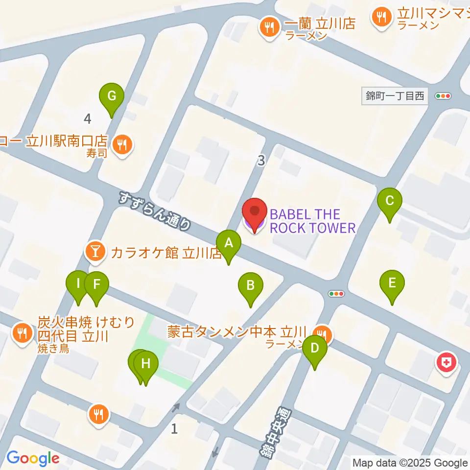 立川BABEL周辺の駐車場・コインパーキング一覧地図