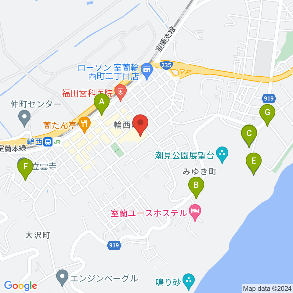 わにホール室蘭市市民会館周辺の駐車場・コインパーキング一覧地図