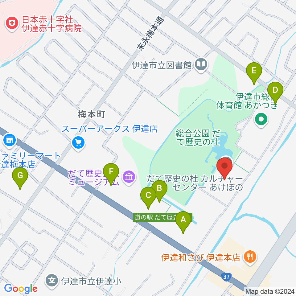 だて歴史の杜カルチャーセンター周辺の駐車場・コインパーキング一覧地図