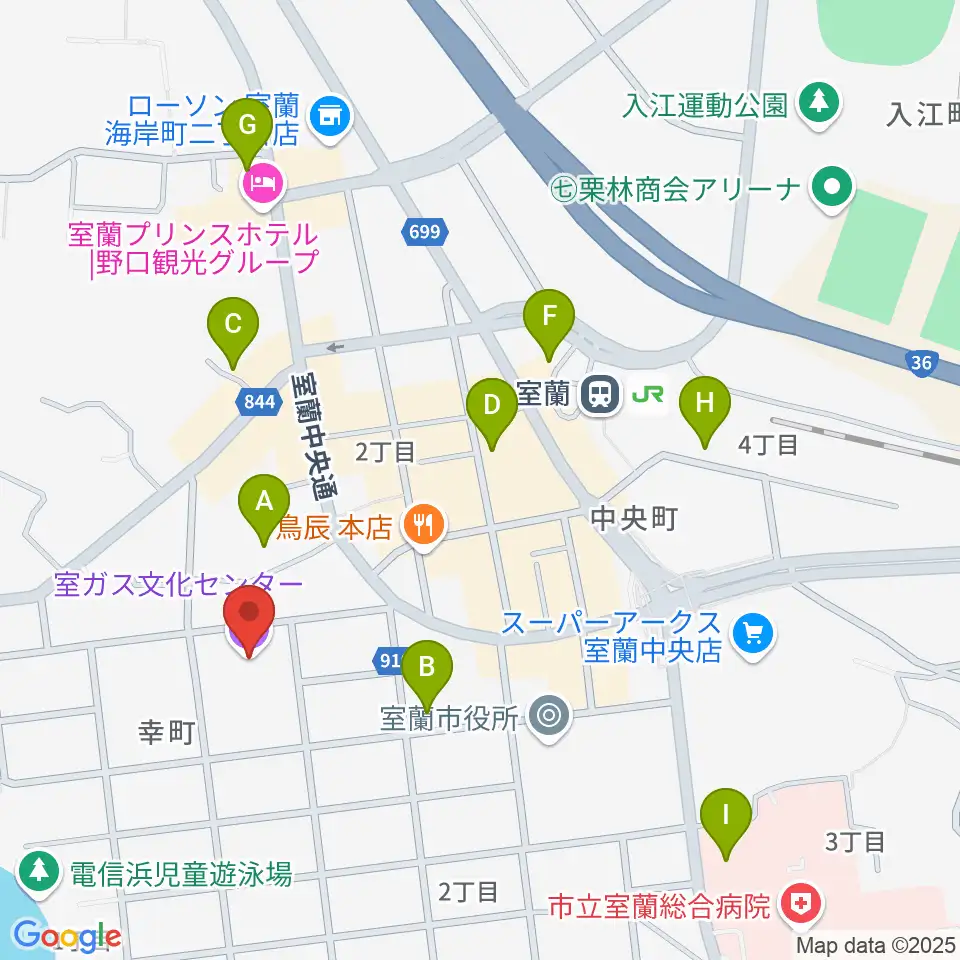 室ガス文化センター周辺の駐車場・コインパーキング一覧地図
