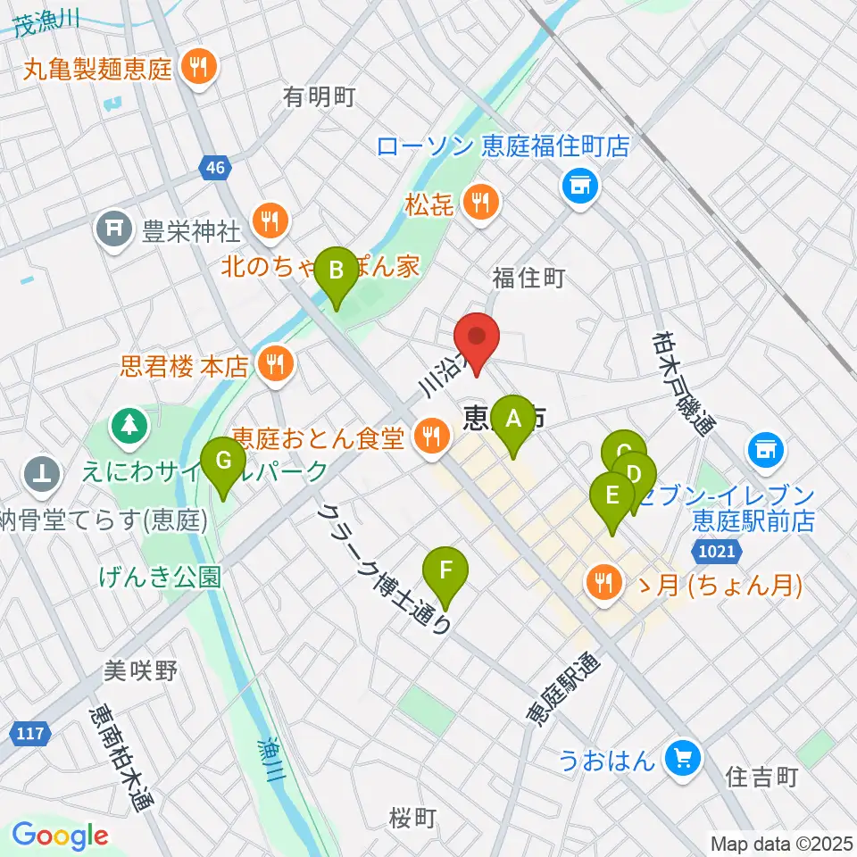 恵庭市民会館周辺の駐車場・コインパーキング一覧地図
