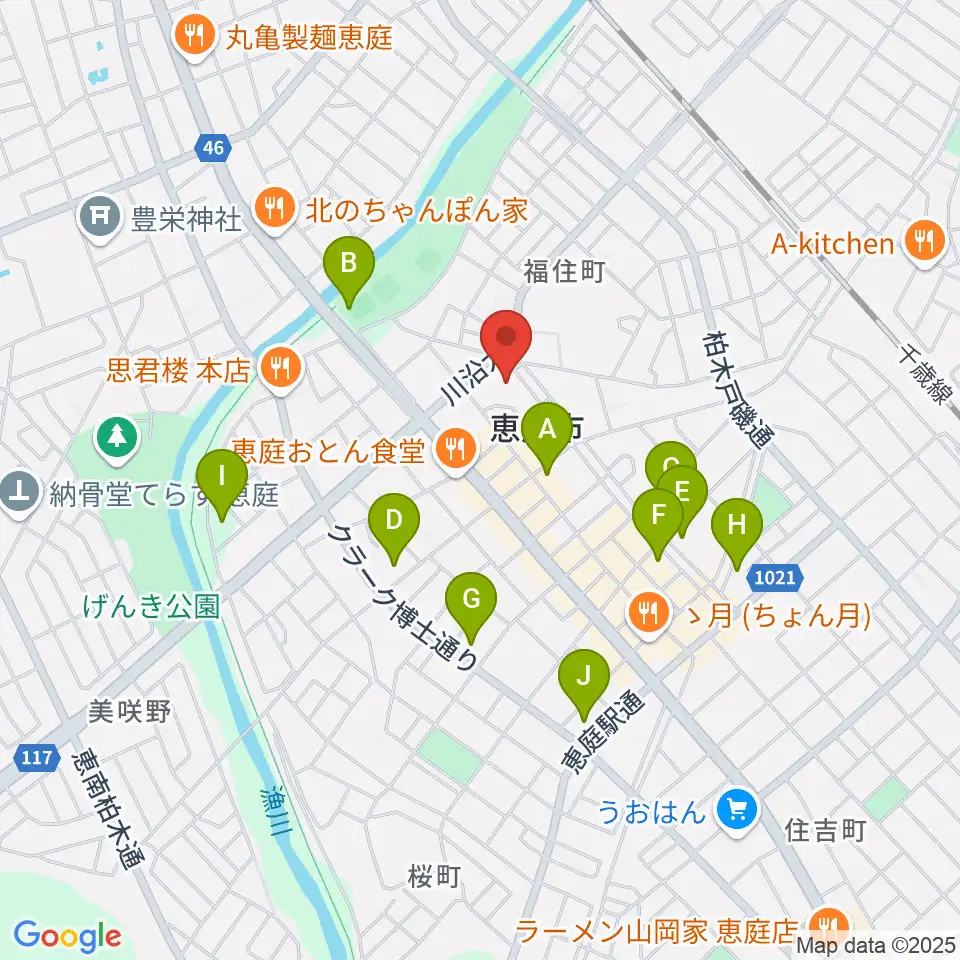 恵庭市民会館周辺の駐車場・コインパーキング一覧地図