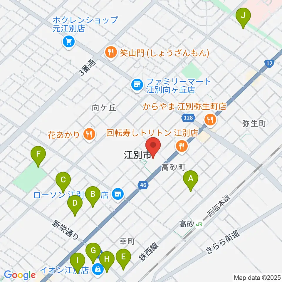 江別市民会館周辺の駐車場・コインパーキング一覧地図
