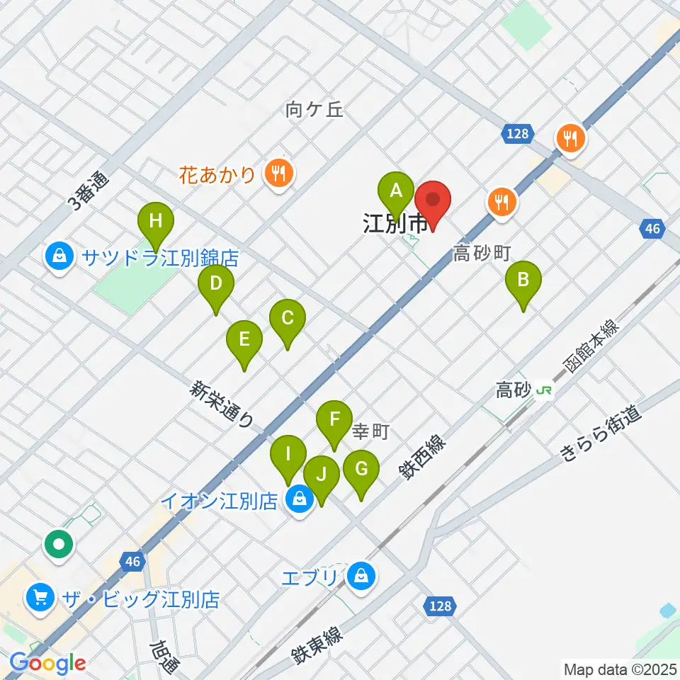 江別市民会館周辺の駐車場・コインパーキング一覧地図