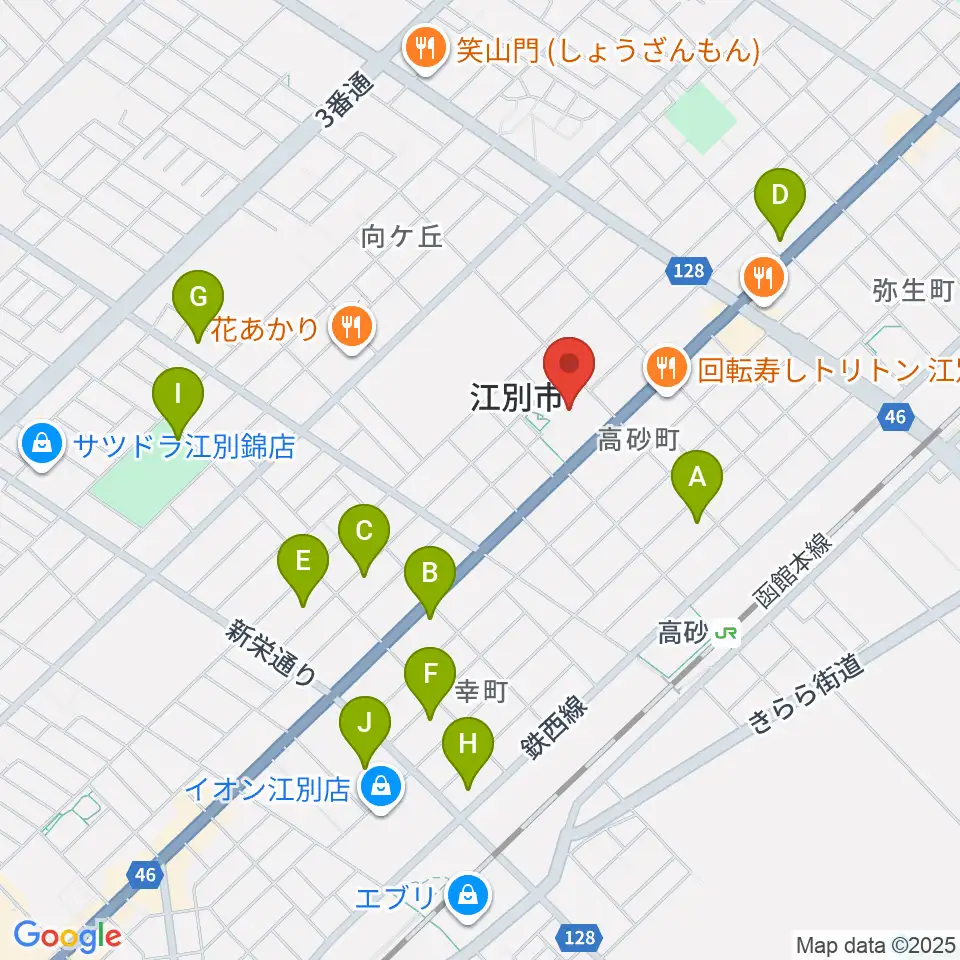 江別市民会館周辺の駐車場・コインパーキング一覧地図