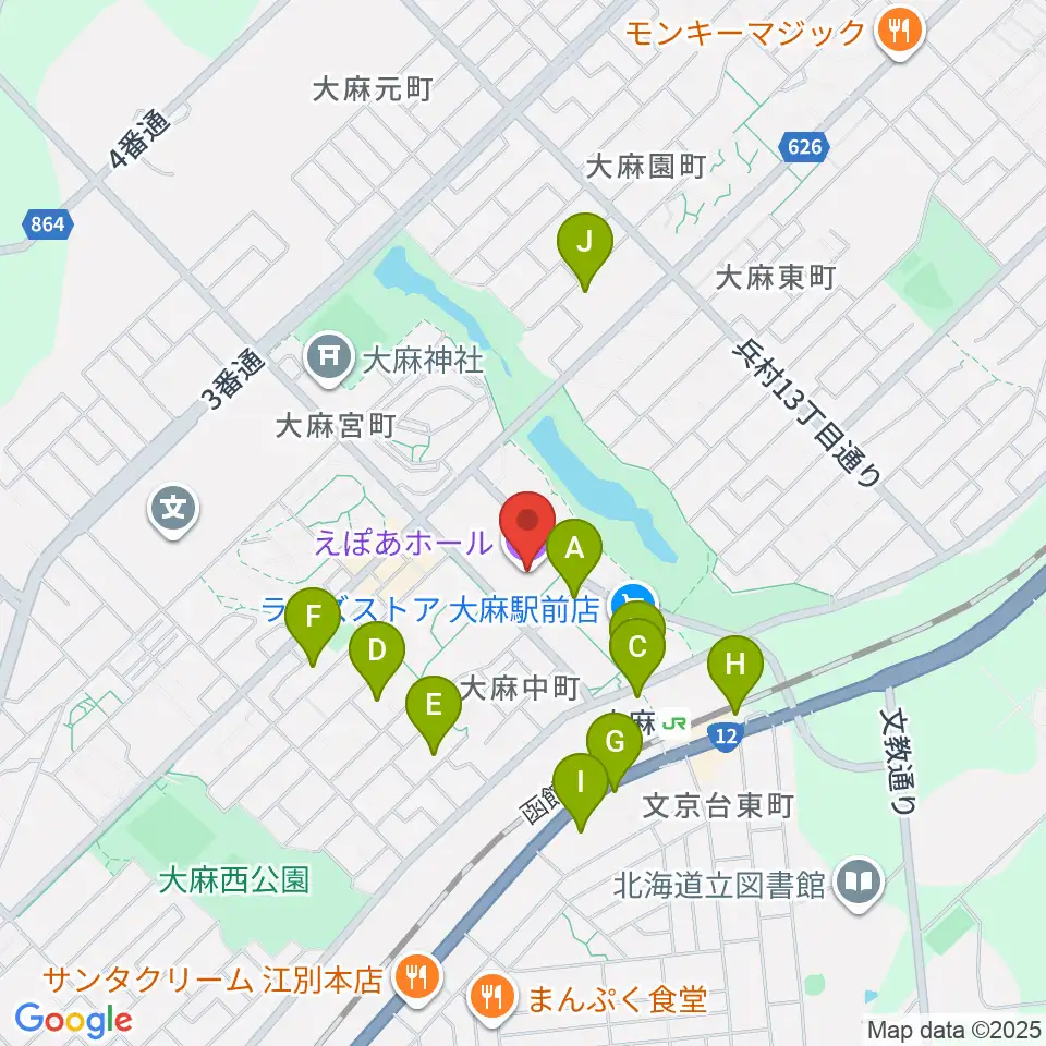 えぽあホール周辺の駐車場・コインパーキング一覧地図
