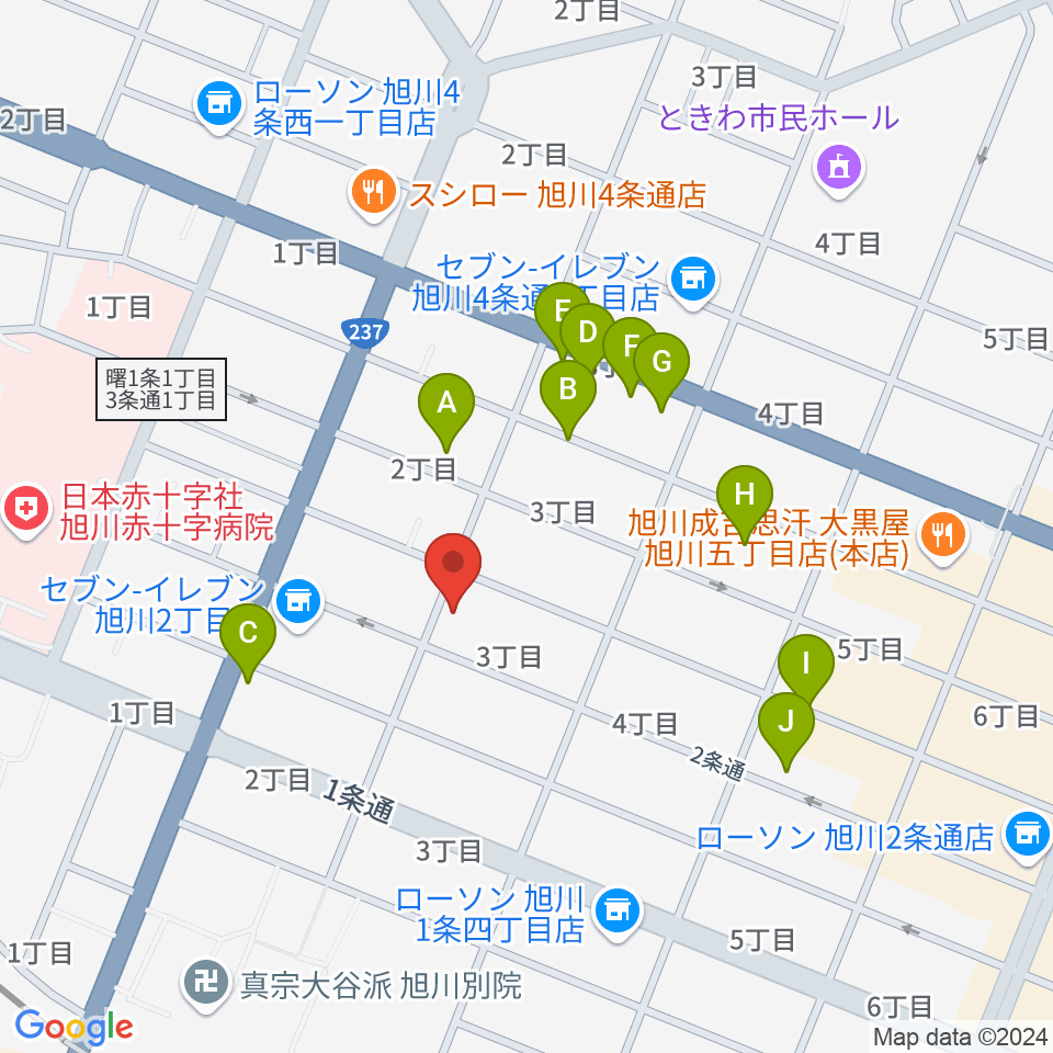 旭川アーリータイムズ周辺の駐車場・コインパーキング一覧地図