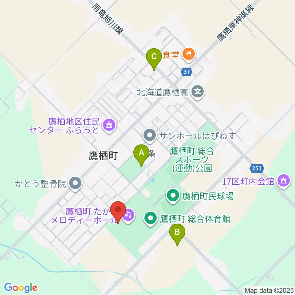 たかすメロディーホール周辺の駐車場・コインパーキング一覧地図