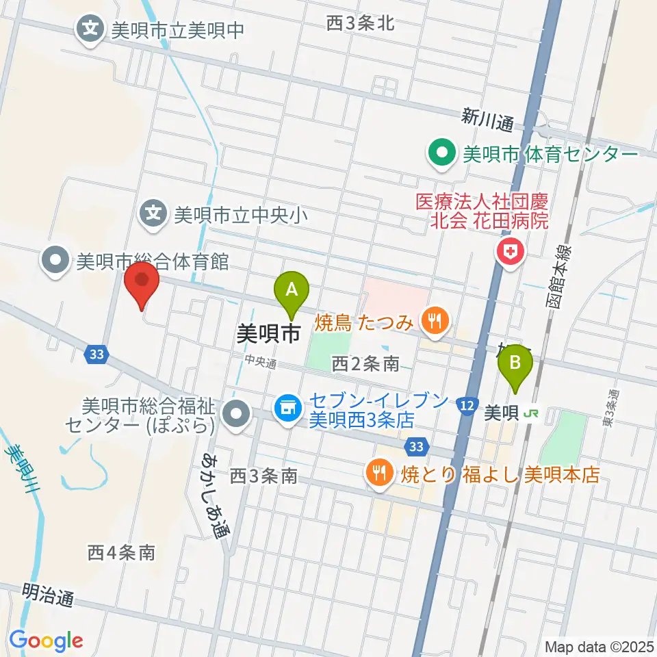 美唄市民会館周辺の駐車場・コインパーキング一覧地図