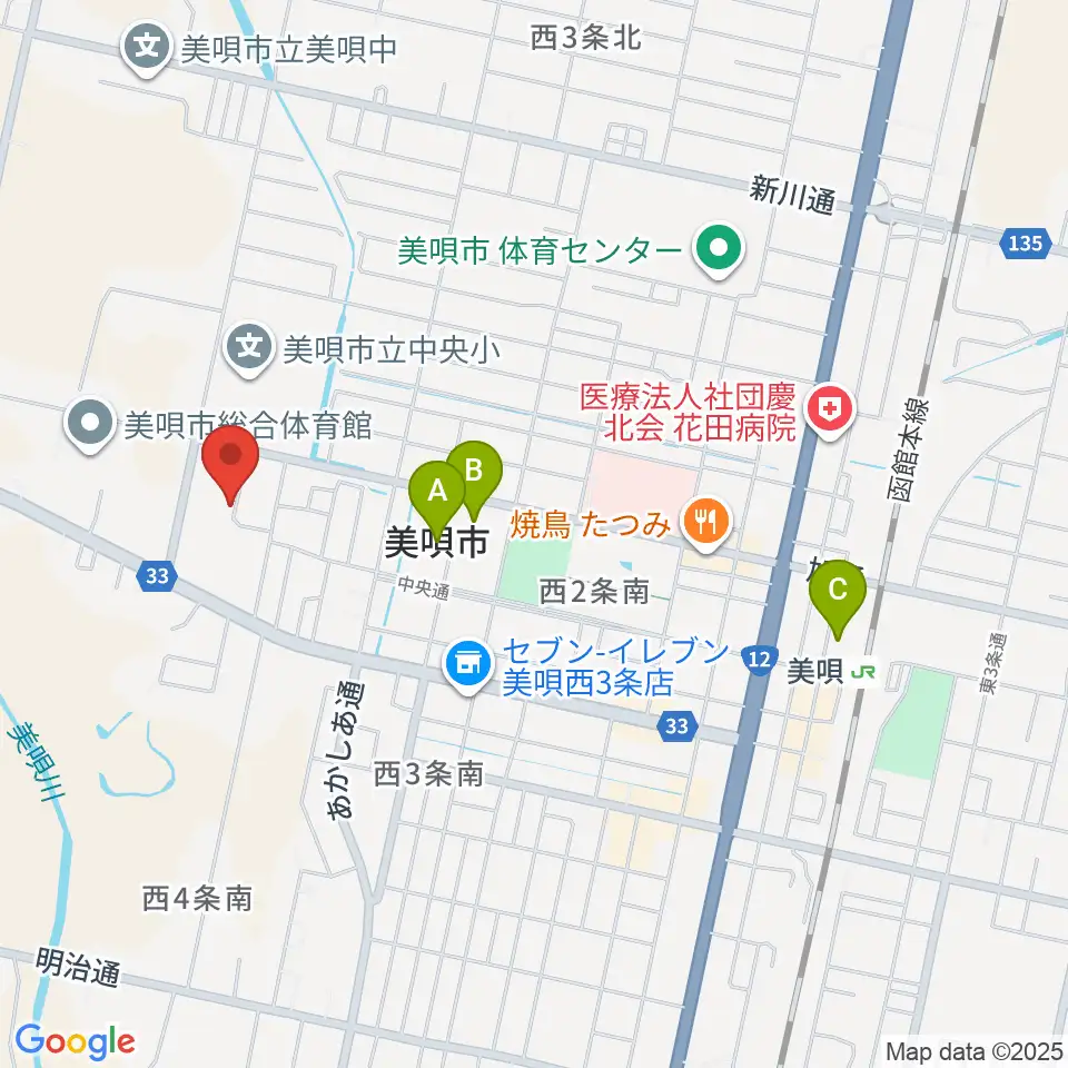 美唄市民会館周辺の駐車場・コインパーキング一覧地図