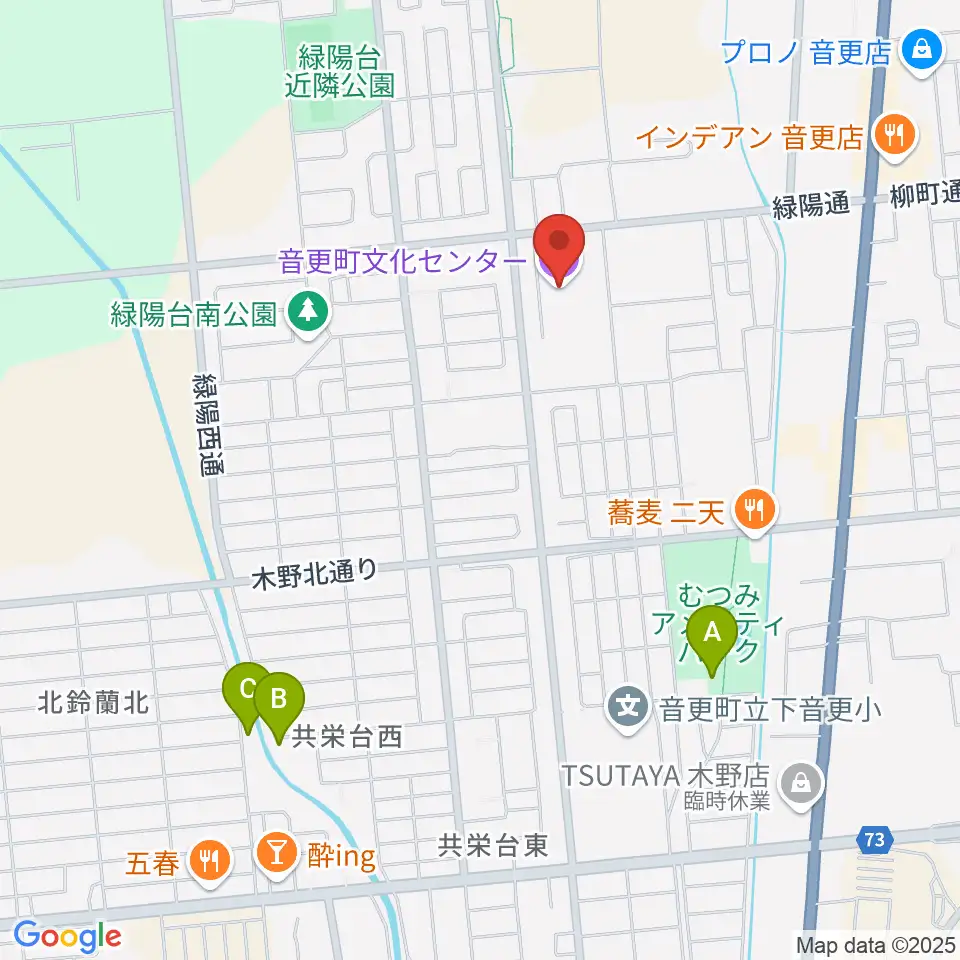 音更町文化センター周辺の駐車場・コインパーキング一覧地図