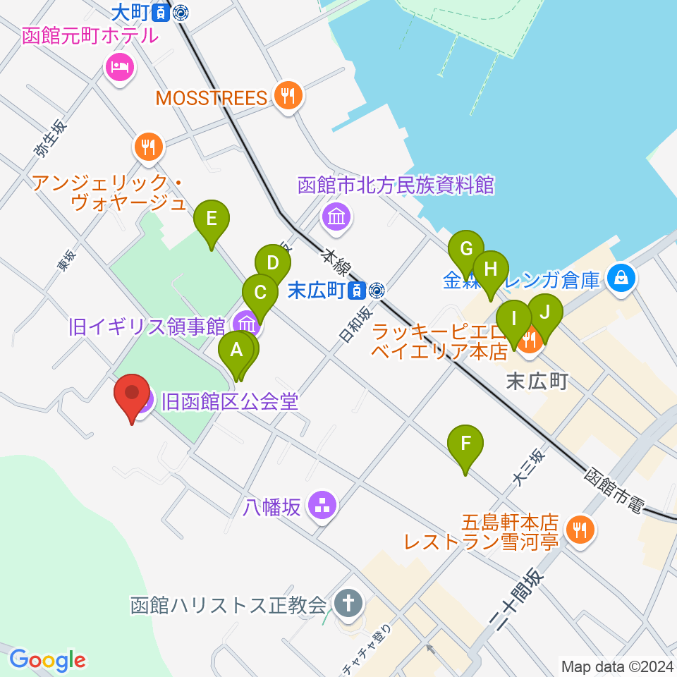 旧函館区公会堂周辺の駐車場・コインパーキング一覧地図