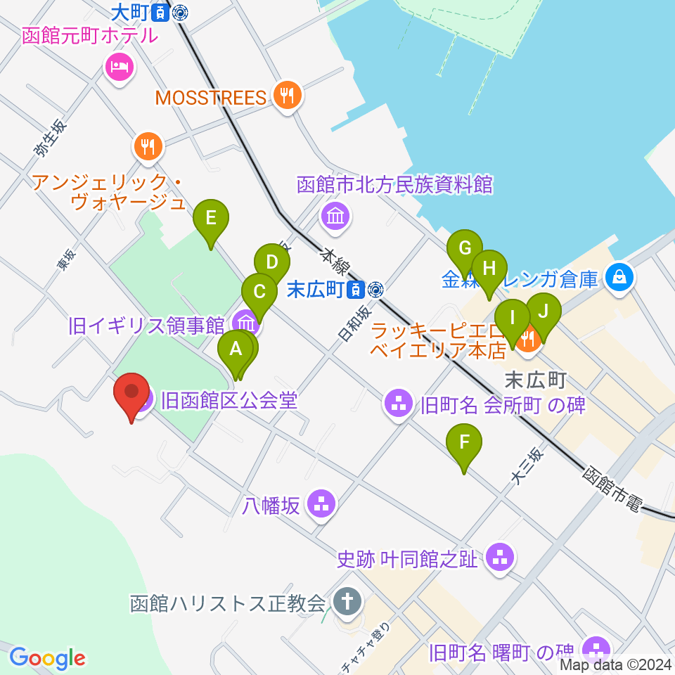 旧函館区公会堂周辺の駐車場・コインパーキング一覧地図