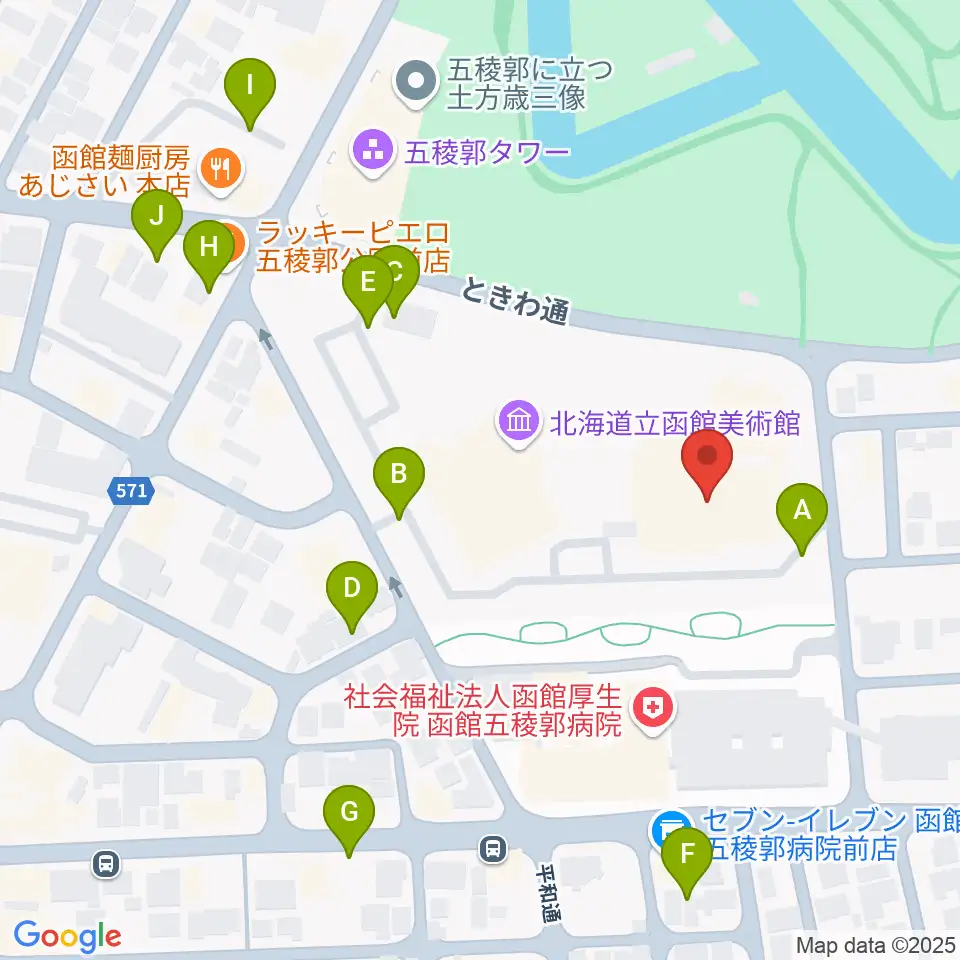 函館市芸術ホール ハーモニー五稜郭周辺の駐車場・コインパーキング一覧地図