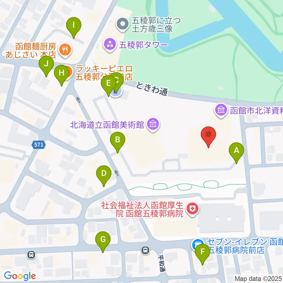 函館市芸術ホール ハーモニー五稜郭周辺の駐車場・コインパーキング一覧地図