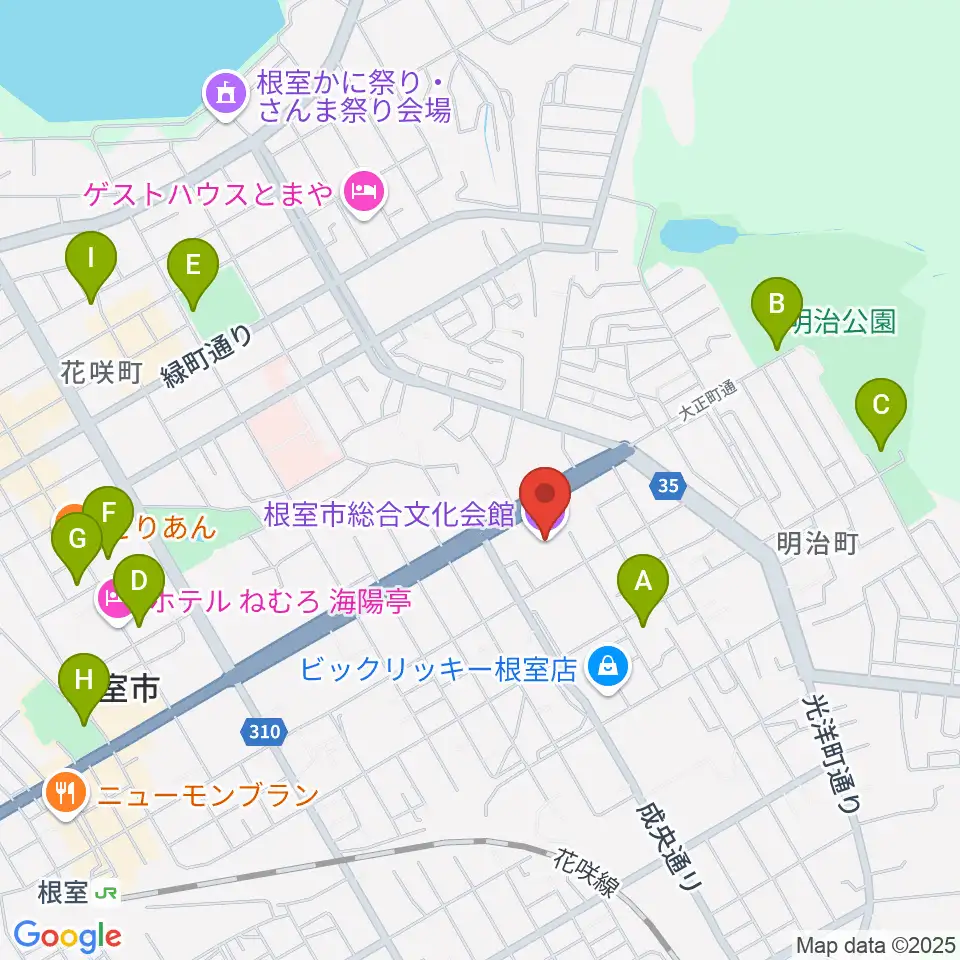 根室市総合文化会館周辺の駐車場・コインパーキング一覧地図
