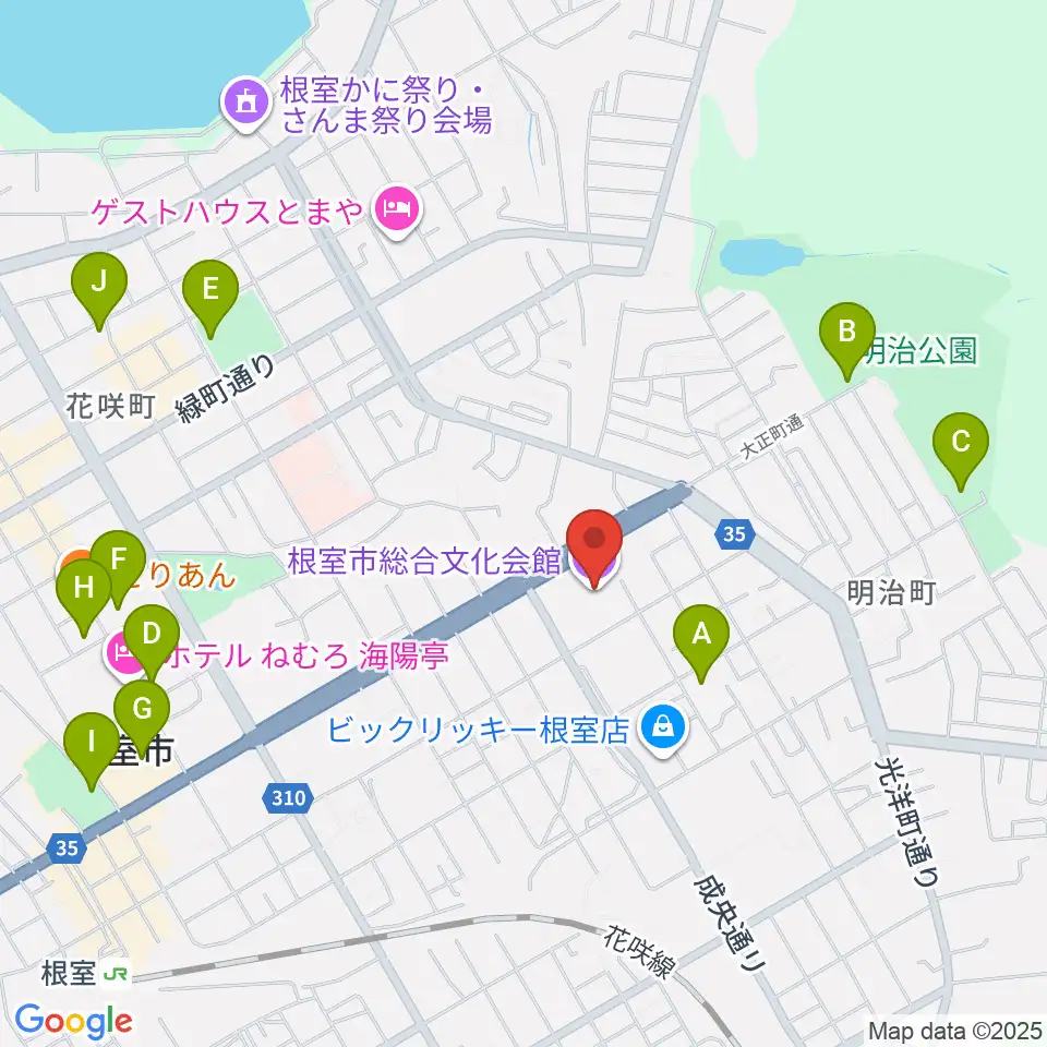 根室市総合文化会館周辺の駐車場・コインパーキング一覧地図