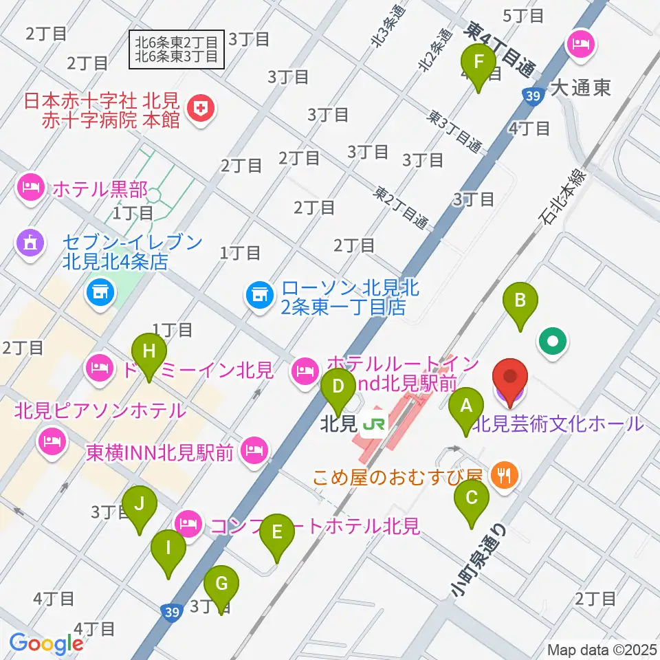 NiCC芸術文化ホール周辺の駐車場・コインパーキング一覧地図