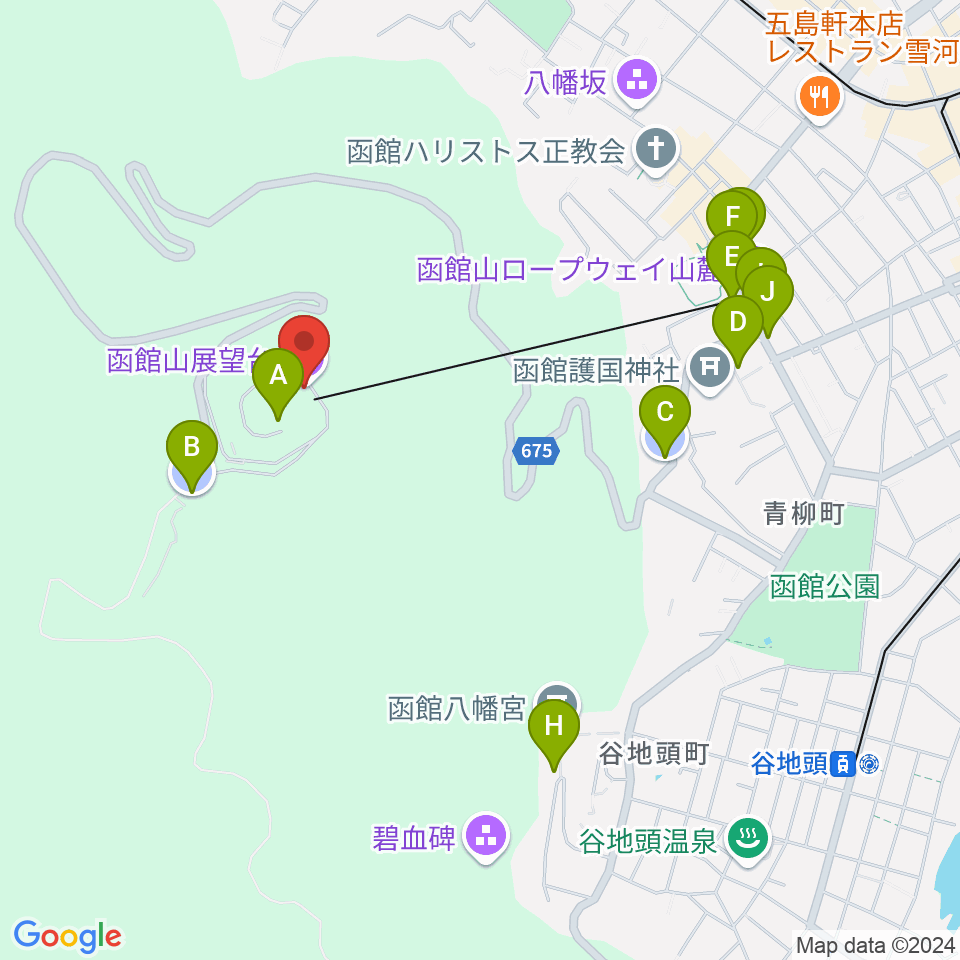 函館山クレモナホール周辺の駐車場・コインパーキング一覧地図