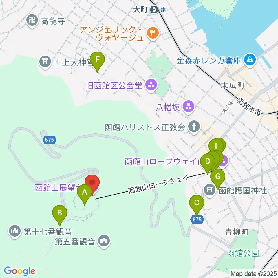 函館山クレモナホール周辺の駐車場・コインパーキング一覧地図