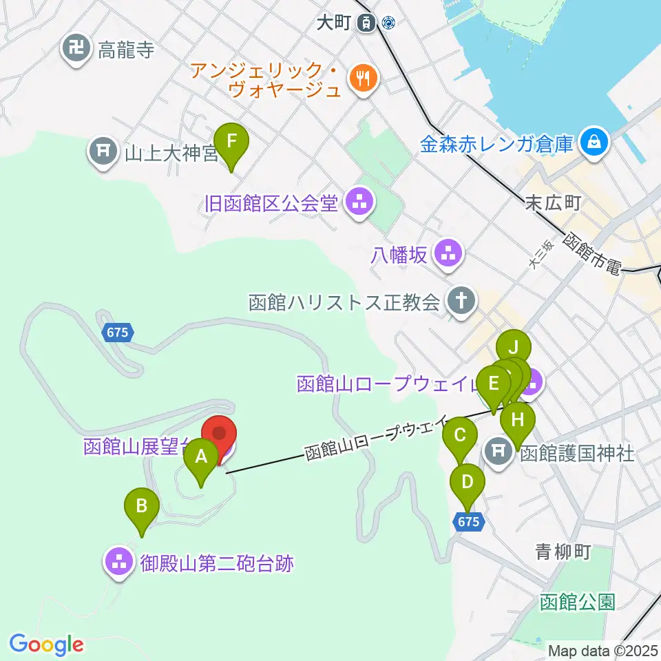 函館山クレモナホール周辺の駐車場・コインパーキング一覧地図