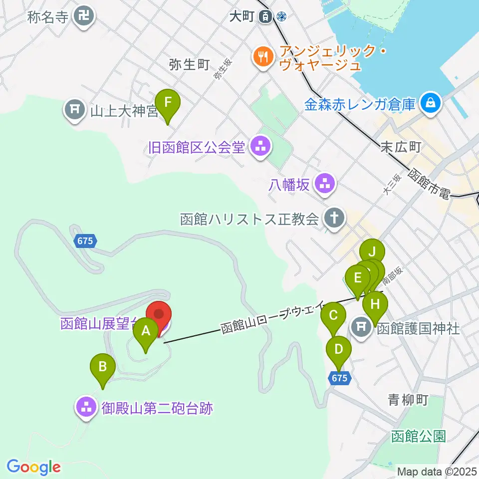 函館山クレモナホール周辺の駐車場・コインパーキング一覧地図