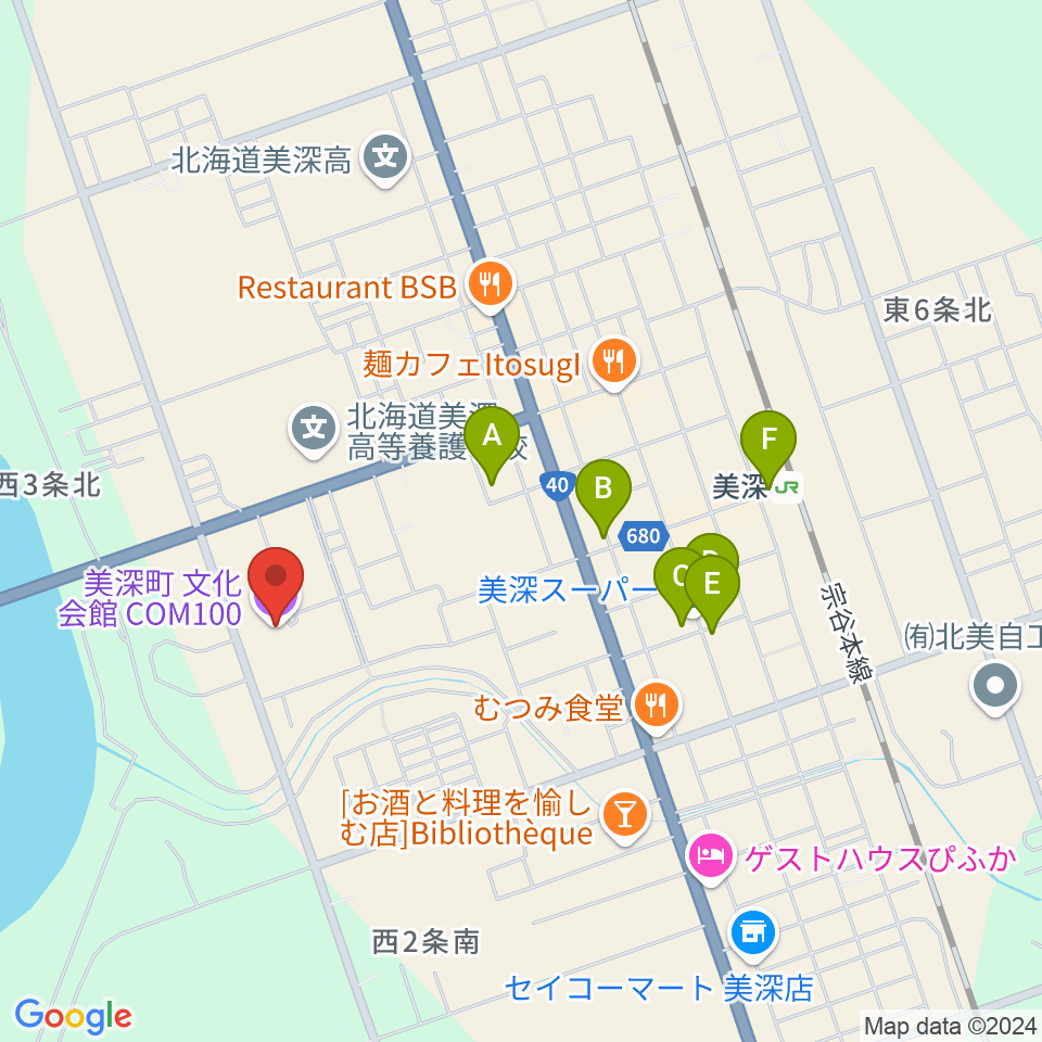 美深町文化会館COM100周辺の駐車場・コインパーキング一覧地図