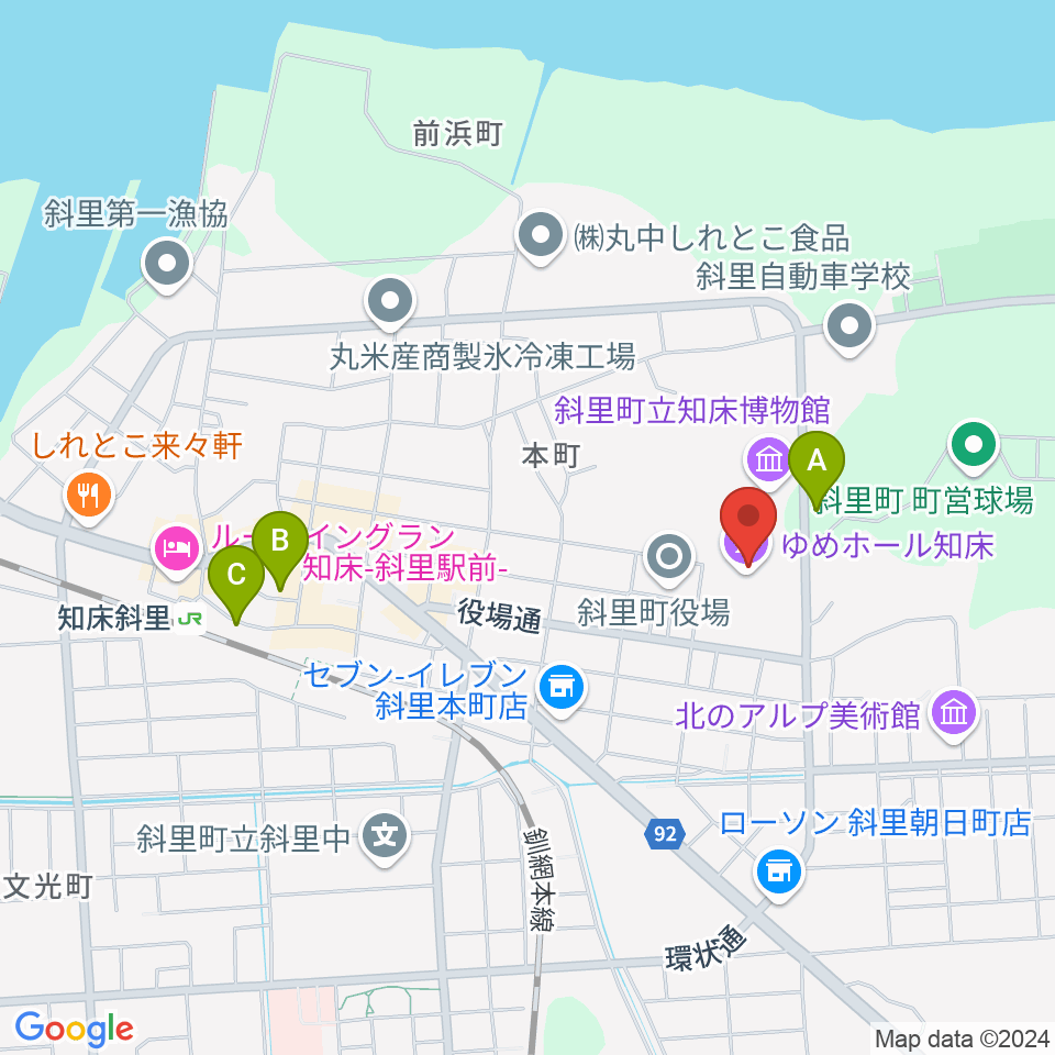 ゆめホール知床周辺の駐車場・コインパーキング一覧地図