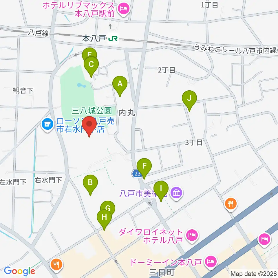 八戸市公会堂 周辺の駐車場 コインパーキング一覧マップ