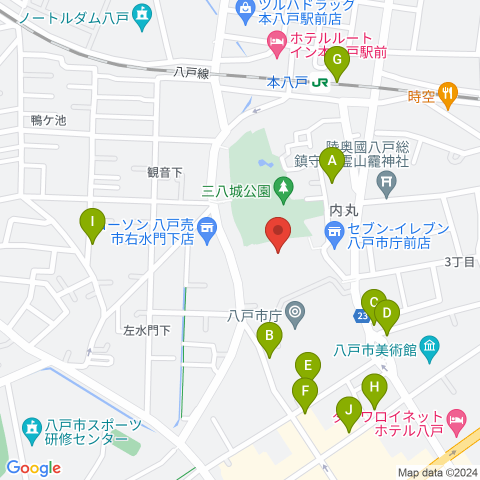 八戸市公会堂周辺の駐車場・コインパーキング一覧地図